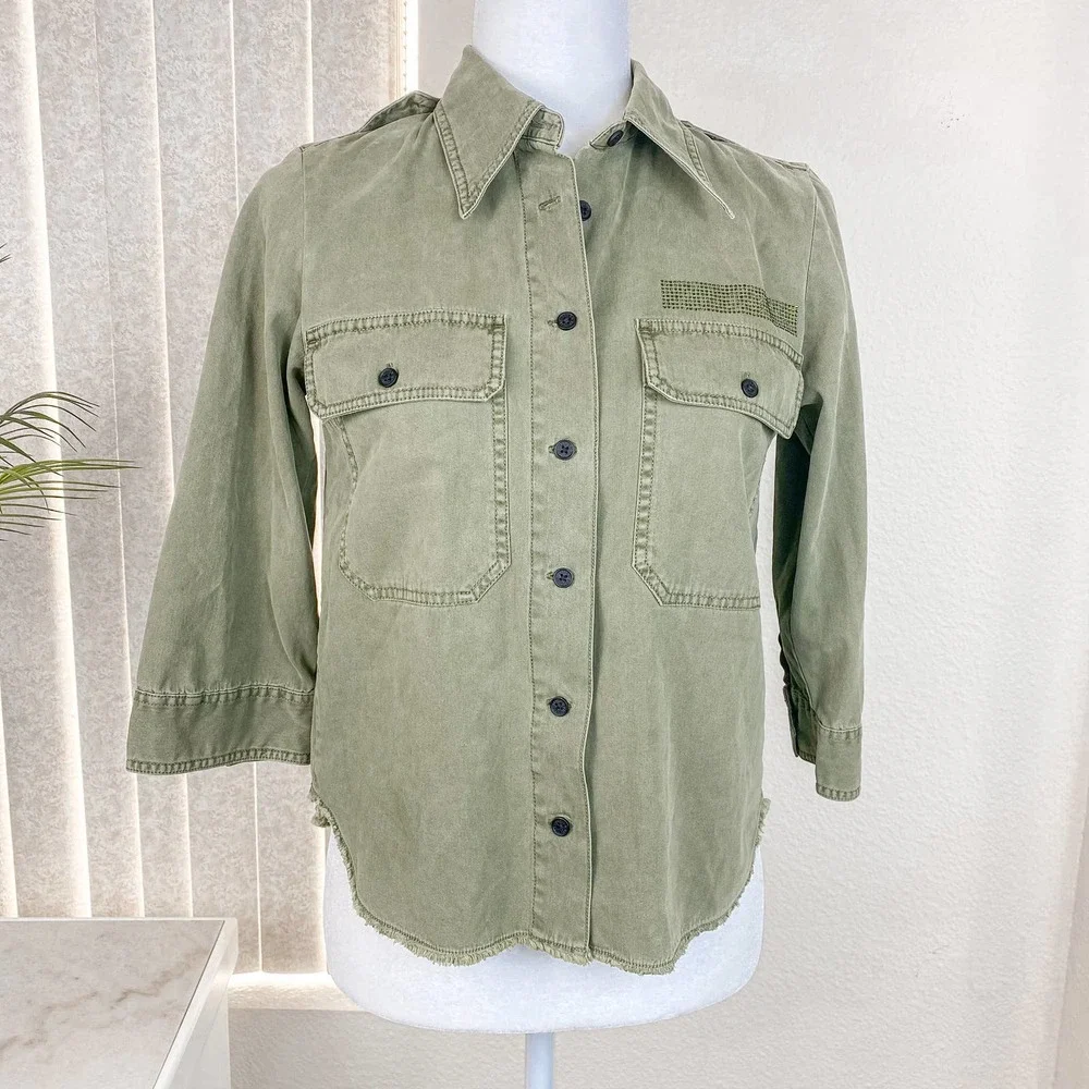 Zadig and Voltaire Toast Mili Green Military Shacket Shirt Size XS - Picture 12 of 14